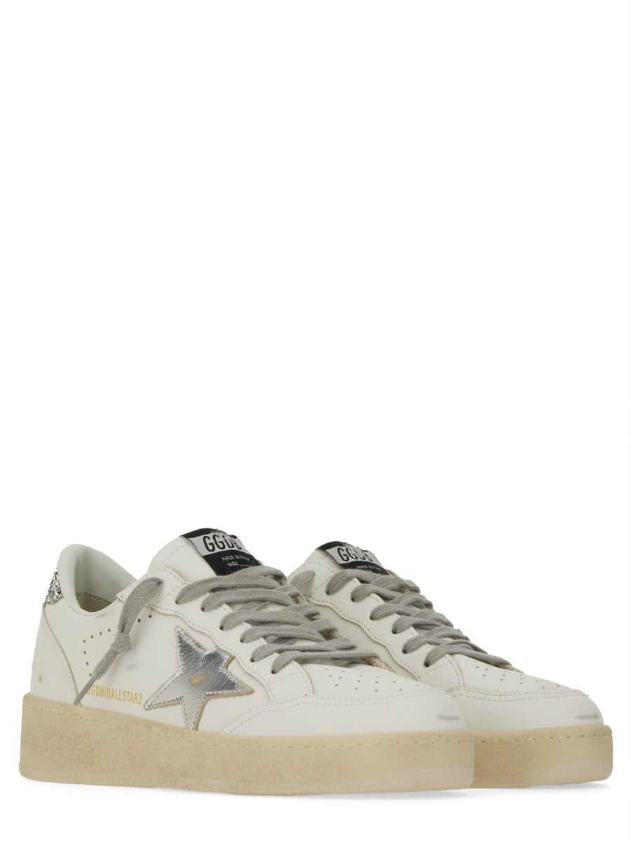 Golden Goose Ball Star Sneakers in White & Silver