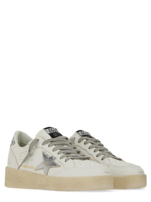 Golden Goose Ball Star Sneakers in White & Silver