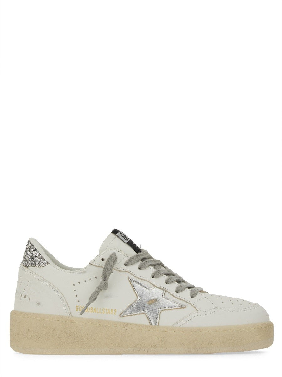 Golden Goose Ball Star Sneakers in White & Silver