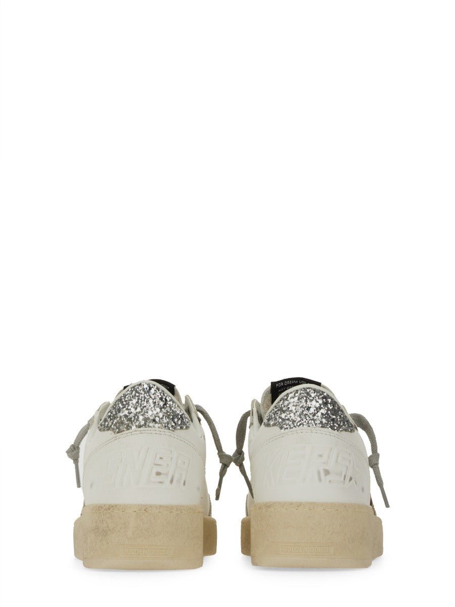 Golden Goose Ball Star Sneakers in White & Silver