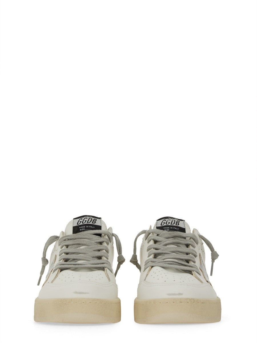 Golden Goose Ball Star Sneakers in White & Silver