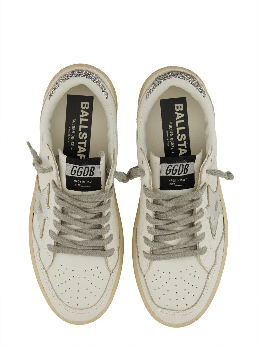 Golden Goose Ball Star Sneakers in White & Silver