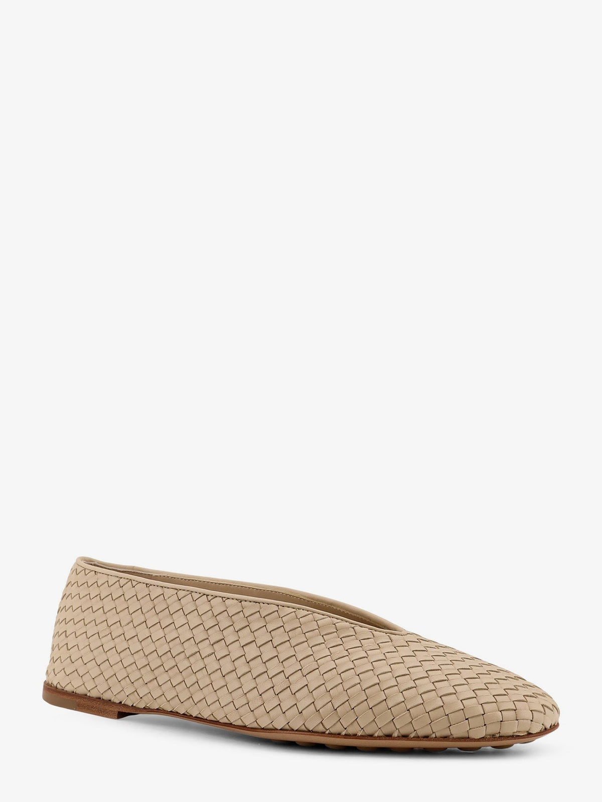 Bottega Veneta Rosa Intrecciato Leather Ballerina Flats in Tufo