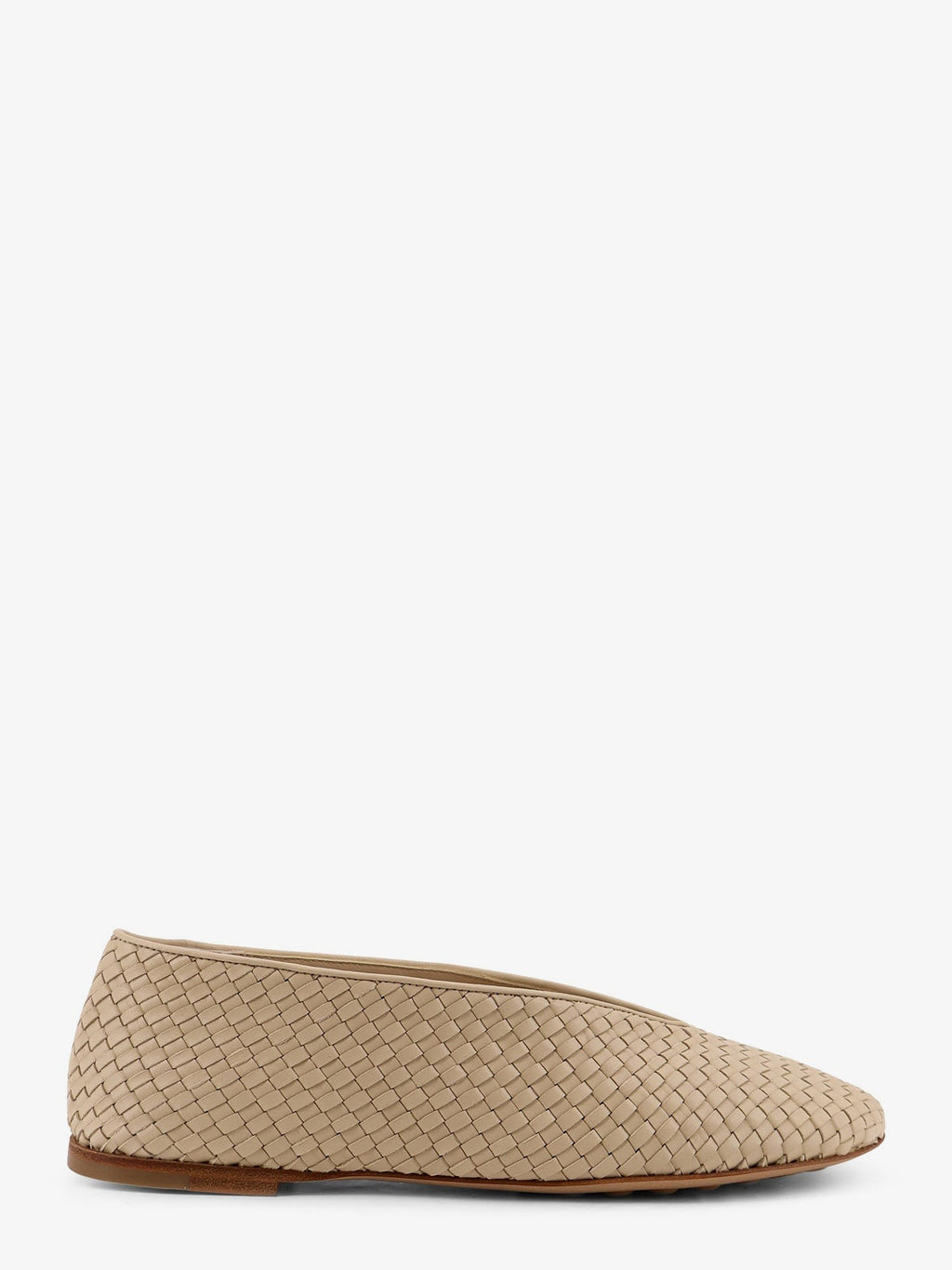 Rosa Intrecciato Leather Ballerina Flats in Tufo
