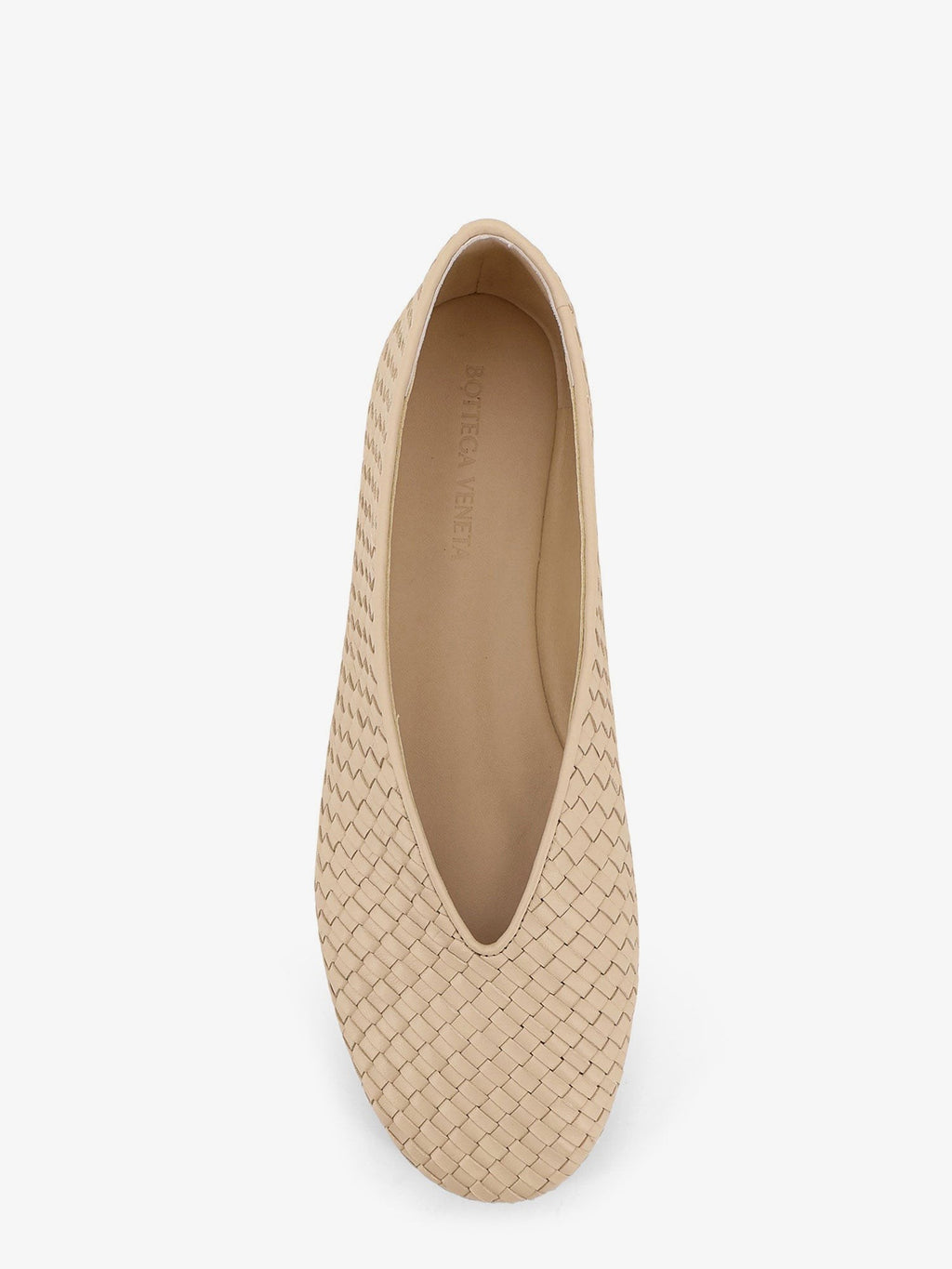 Bottega Veneta Rosa Intrecciato Leather Ballerina Flats in Tufo