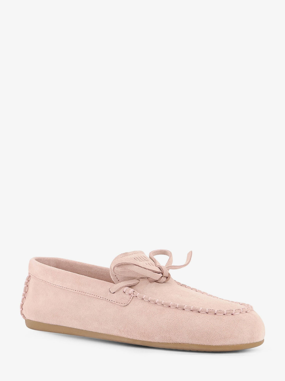 Miu Miu Suede Deck Loafers in Peach
