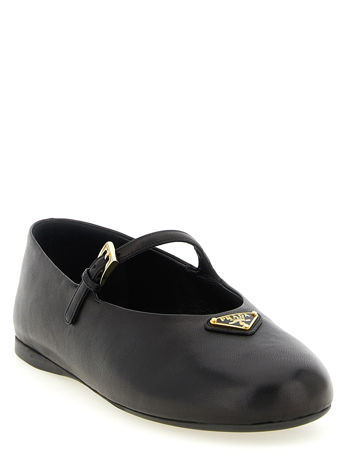Prada Triangle Logo Nappa Leather Ballet Flats