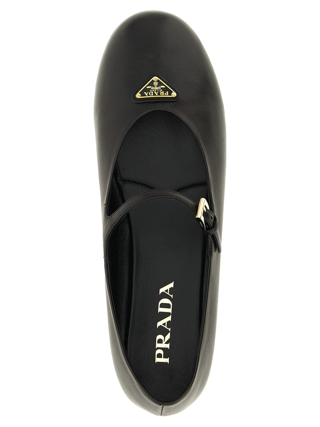 Prada Triangle Logo Nappa Leather Ballet Flats